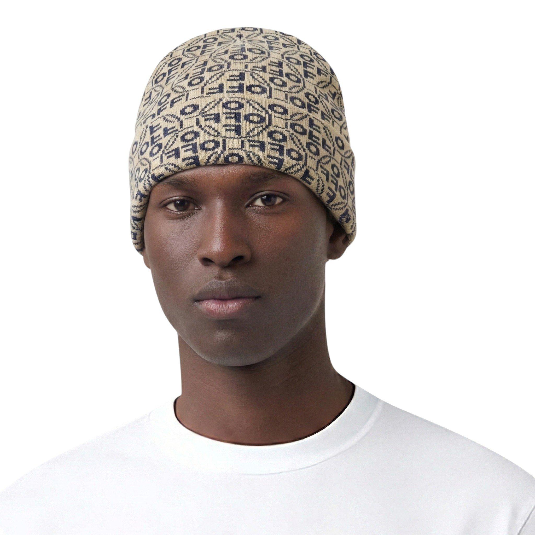L/AB c/o Off-White Off Allover Jacquard Cuff Beanie - Cream - CREAM